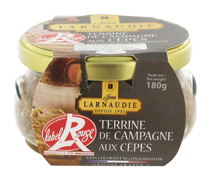 Label Rouge Terrine de Campagne aux cèpes – Landterrine mit Steinpilzen 180g Glas